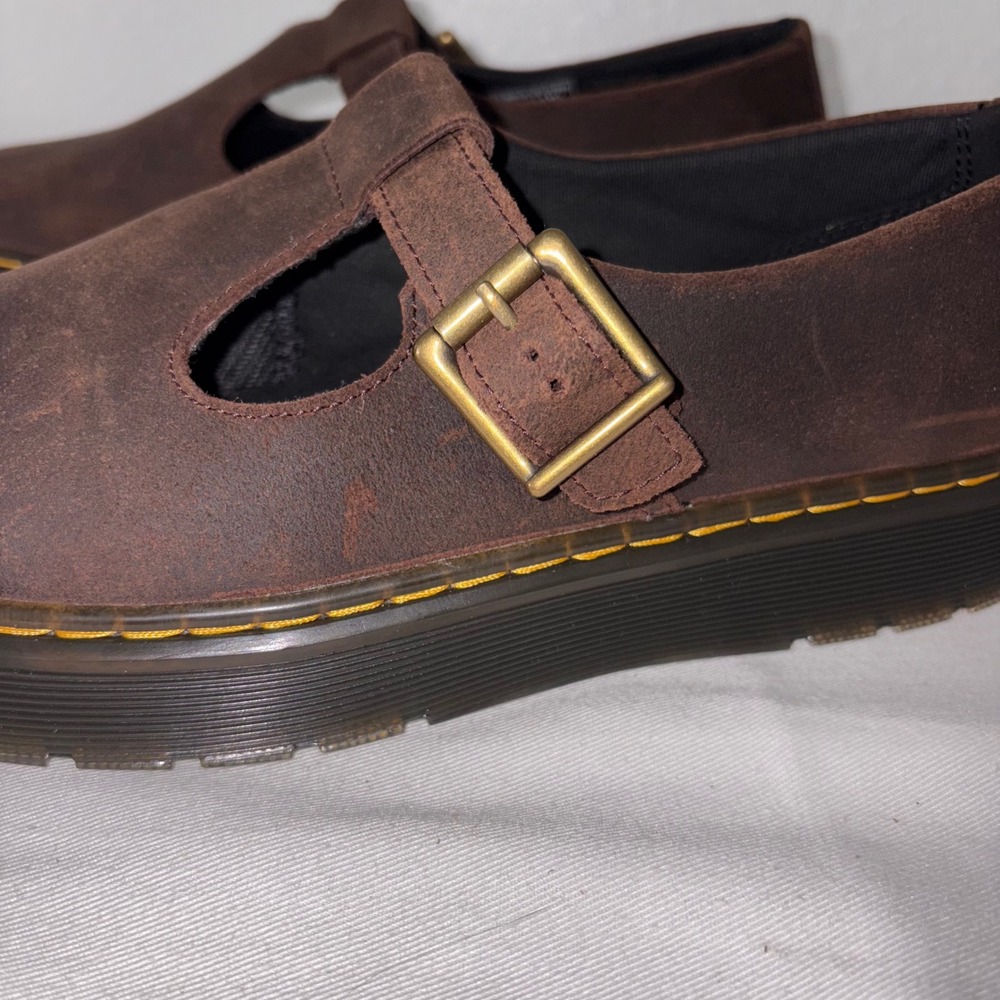 Dr. martens Zavala leather dark brown Zavala Mary Jane T bar shoes size 10 new - Picture 4 of 9